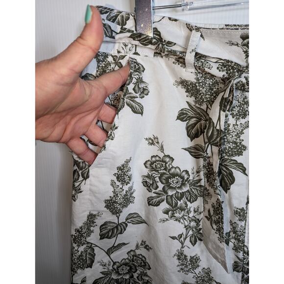 Vintage Liz Claiborne Skirt Linen Cotton Front Button Floral Pattern Sz 10 - Picture 6 of 7